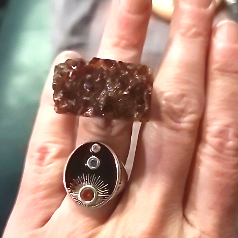 Raw Citrine Game of Thrones Ring of Power 7 OR Signet Black Red Ring Size 7